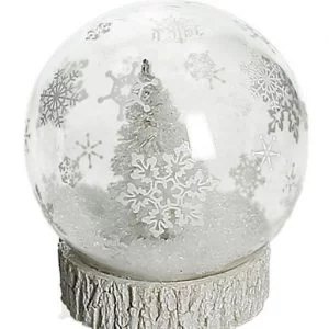 sfera a led natalizia con albero e fiocchi di neve