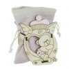 Portaconfetti orsetto baby bimba realizzato in legno con sacchettino rosa. Ideale per nascita, battesimo, primo compleanno.