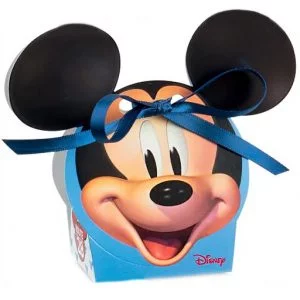 Scatolina portaconfetti Disney Topolino realizzata in cartoncino rigido bianco e azzurra