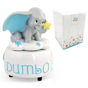 Bomboniera carillon Dumbo con meccanismo a corda, basta girarla ed una dolce musica comincerà a suonare. Il carillon Disney è realizzato in resina.