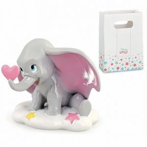 Bomboniera Dumbo Disney, una perfetta riproduzione in miniatura del tenero elefante personaggio Walt Disney, realizzata in resina lucida e curata nei dettagli