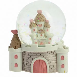 Palla di neve castello incantato, impossibile resisterci alla magia delle favole. Bomboniere in resina rosa. Questa palla di neve è un regalo perfetto per nascite, battesimi e primi compleanni delle vostre bimbe.