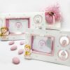Bomboniera Angioletto realizzato in resina color rosa. Dolce ricordino assortito in due varianti come indicato in foto, ideale per nascita, battesimo, compleanno.