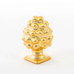 Bomboniera Pigna con luce led. Realizzata in porcellana, decorata una bellissimo Gold