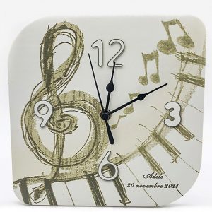 Bomboniera orologio Nota musicale realizzato in ecopelle, utilizzabile sia da parete che da tavolo