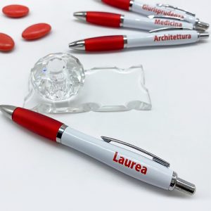 Penna Laurea con portapenne realizzato in vetro lavorazione cristallo e penna a sfera! 