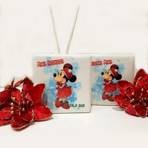 Bomboniera profumatore Minnie Natale. Personalizzabile con il vostro nome, o frase. Ideale per bomboniere compleanno. Una bomboniera unica ed originale.