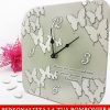 Bomboniera orologio in tema farfalle realizzato in ecopelle, utilizzabile sia da parete che da tavolo