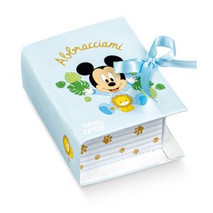 Scatolina libro baby Topolino con dorso in cartoncino rigido e raffigurazione sui due lati più grandi, di Baby Topolino