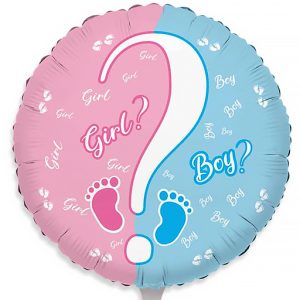 Palloncino tondo baby girl or boy. Perfetti per decorare una mega party baby shower.  Nascita. Dimensione: 45cm