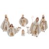 SET 8 STATUINE PRESEPE PORCELLANA ORO