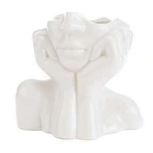 Vaso viso donna. Moderno vaso per fiori realizzato in fine porcellana bianca design moderno.