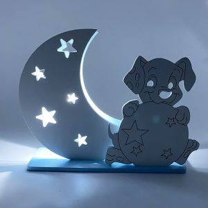 Bomboniera lampada carica dei 101 cielo realizzata in legno. Composta da bellissime lucette led