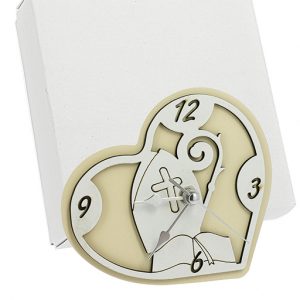 Orologio Santa Cresima da tavolo a forma di cuore in doppio colore