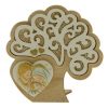 Icona albero della vita Sacra Famiglia da appoggio in legno con suporto sul retro, a forma di albero della vita
