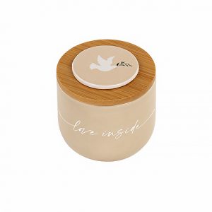 Candela con tappo Cresima realizzata in ceramica e tappo in legno