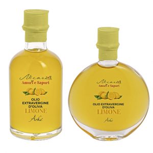 Bomboniera olio aromatizzato limone con bottiglia vecchia farmacia Nicarè