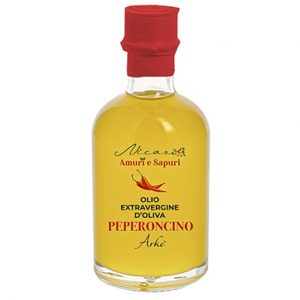 Bomboniera olio aromatizzato peperoncino con bottiglia vecchia farmacia Nicarè