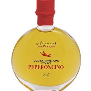 Bomboniera olio aromatizzato peperoncino con bottiglia vecchia farmacia Nicarè