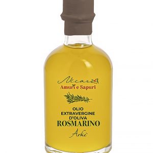 Bomboniera olio aromatizzato rosmarino con bottiglia vecchia farmacia Nicarè