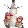 Bambini natalizi con pupazzo di neve con luce led, bimbo e bimba riproduzioni perfette