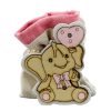 Sacchettino Elefantino rosa realizzato in legno. Ideale per nascita, battesimo.