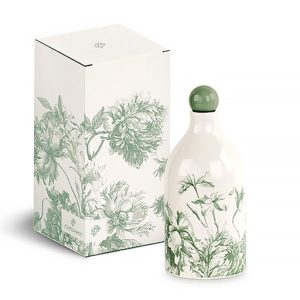 Bottiglia olio toile eucalipto decorata in stile floreale