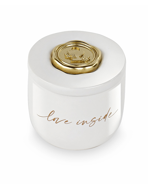 Candela love inside decorata sul tappo con ceralacca simbolo Prima Comunione