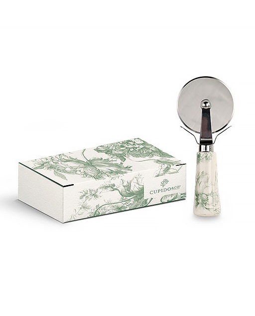 Tagliapizza toile eucalipto decorato in stile floreale.