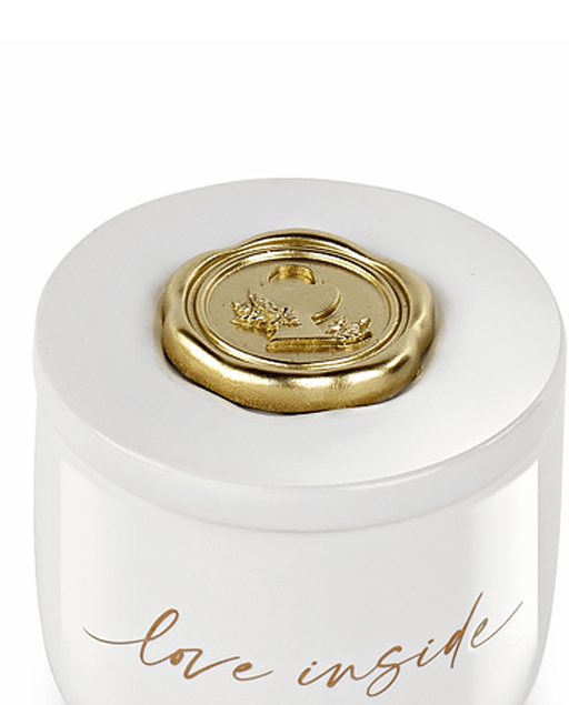 Candela love inside decorata sul tappo con ceralacca simbolo Prima Comunione