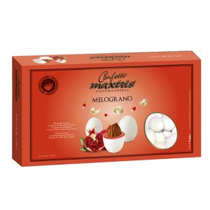 Confetti Maxtris Melograno. Lasciati avvolgere dal golosissimo gusto unico, mandorla tostata ricoperta da cioccolato bianco.