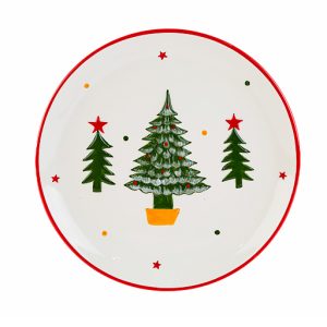 Piatto christmas tree realizzato in ceramica. Nuova collezione 2024.