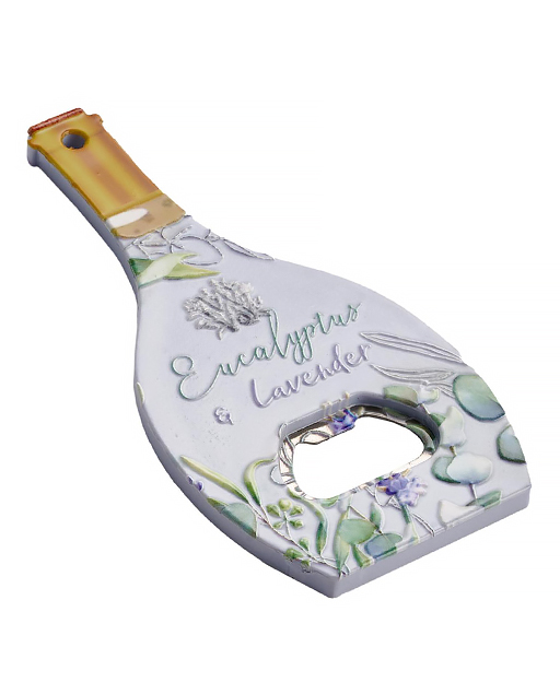 Apribottiglie magnete Trivet in formato bottiglia realizzato su base in legno, antiscivolo decorato, effetto lucido