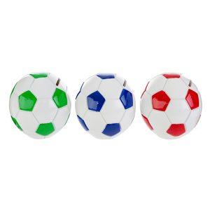 Salvadanaio pallone da calcio assortito in 3 colori diversi. Un idea originale per festeggiare il compleanno.