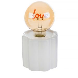 Bomboniera lampada led in vetro trasparente realizzata in fine porcellana con scritta  “Love”