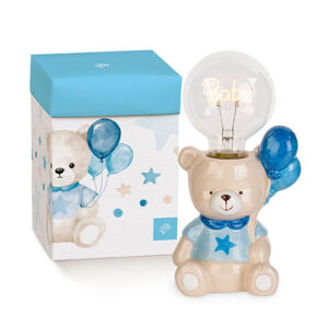Lampada love orsetto con palloncini color cielo.