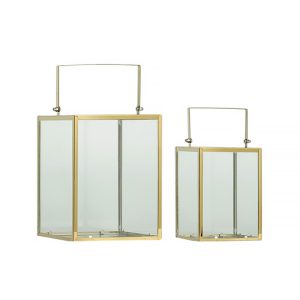 Set Lanterna in metallo colore oro. Da appendere o da appoggiare, in casa o in giardino