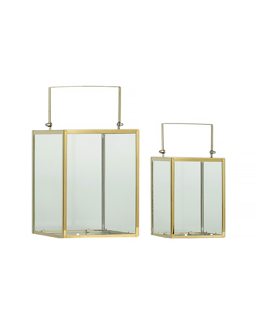 Lanterna Quadrata In Metallo Oro Con Manico Ad Anello Urban Trends – Dimensioni 23x23x62 Cm