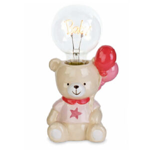 Lampada love orsetto con palloncini color rosa.