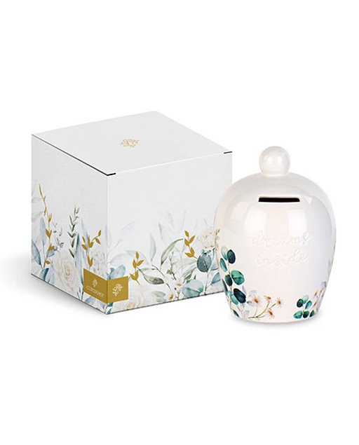 Salvadanaio blooming love decorata in stile floreale