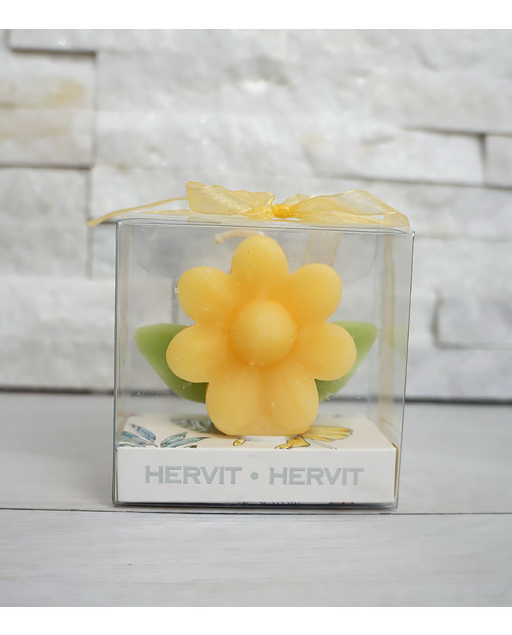 Bomboniera candela a forma di fiore color giallo. Un regalo pratico e significativo che i tuoi ospiti ricorderanno per sempre.