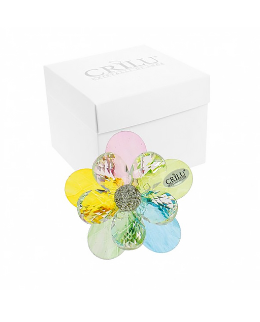 Bomboniera fiore margherita swaroski multicolor con sfera glitterata