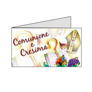 Bigliettino Prima Comunione e Santa Cresima da stampare o stampati, realizzati con cartoncino bianco liscio di medio spessore.
