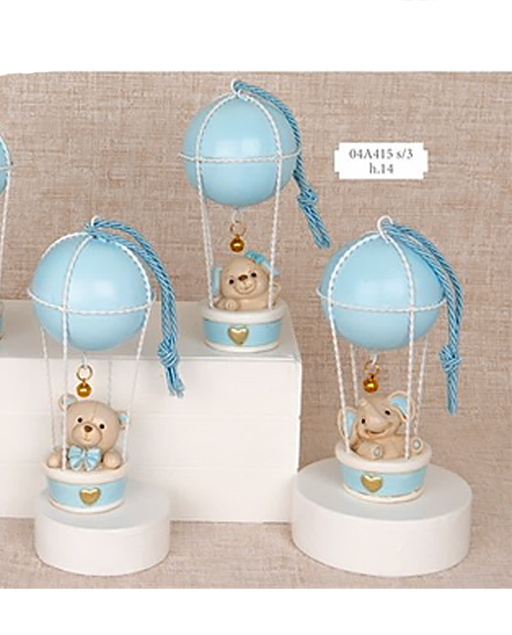 Mongolfiera con animaletti baby. Mongolfiera realizzata in resina,disponibile in due dimensioni