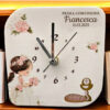 Bomboniera orologio bimba preghiera realizzato in ecopelle, utilizzabile sia da parete che da tavolo