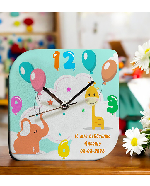 Bomboniera orologio con animaletti realizzato in ecopelle, questo orologio è pensato per aggiungere un tocco di tenerezza e raffinatezza