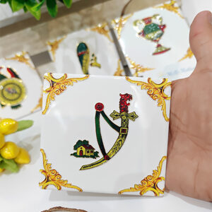 Sottobicchiere mattonella carte siciliane decorate in rilievo