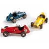 Modellino auto da corsa vintage, realizzata in metallo con minuziosi decori