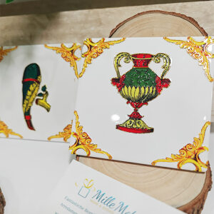 Sottobicchiere mattonella carte siciliane decorate in rilievo