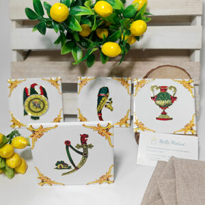 Sottobicchiere mattonella carte siciliane decorate in rilievo
